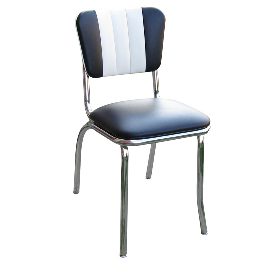 american 1950s retro diner chairs R-8321,Glossy chrome frame 3 channels back and thin seat 1950s style retro diner chairs, 50s style drake blue gloss retro diner chairs for sale