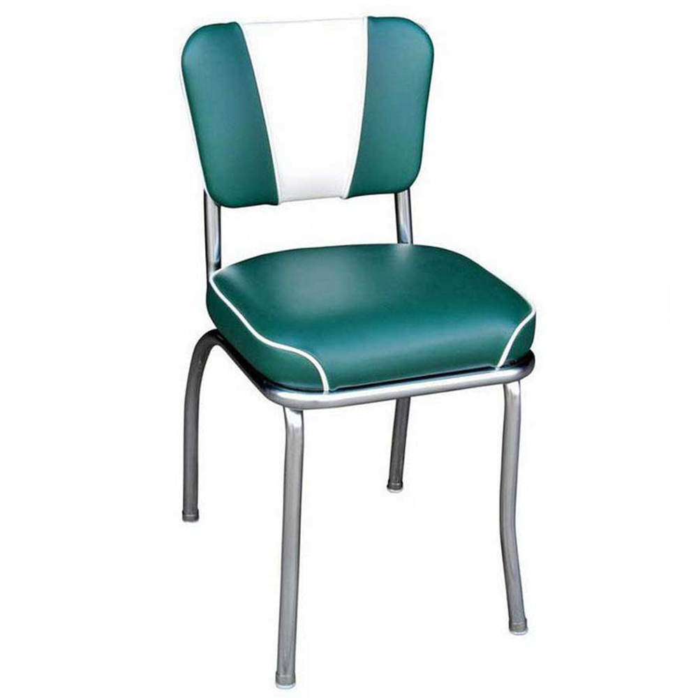 american 1950s retro diner chairs R-8334,Turquoise and white smooth with piping V back 1950s diner chairs, turquoise V back with thick seat 1950's diner chair made in China