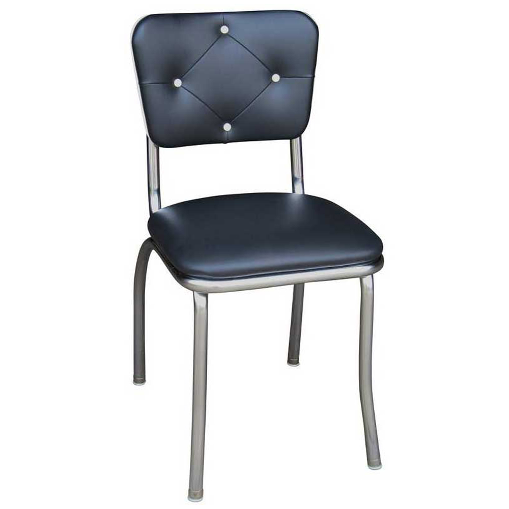 american 1950s retro diner chairs R-8343,Gray color leather with button stainless steel retro 50s kitchen chairs, stainless steel frame 4 button backrest steel 1950s retro kitchen chairs