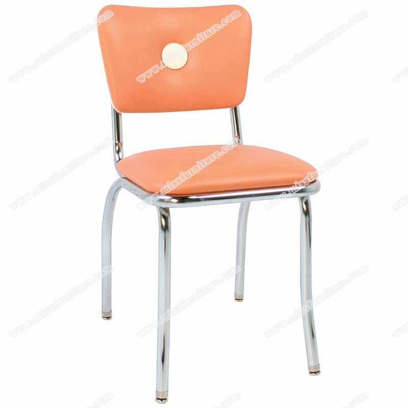 american 1950s retro diner chairs R-8347,Wholesale orange colour with middle button backrest 1960's american diner chair, button back chrome american style 60's diner chairs