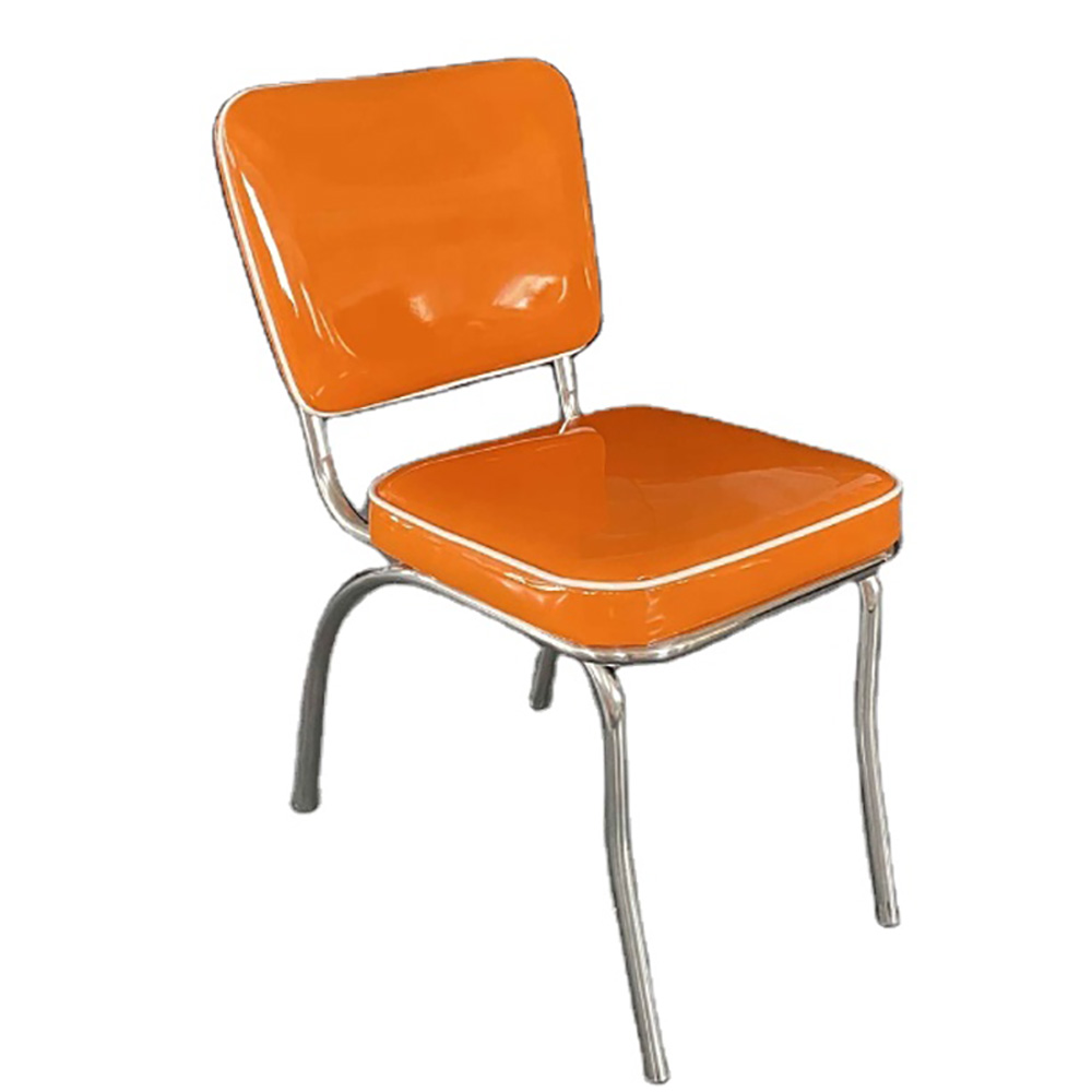 american 1950s retro diner chairs R-8383,Customize orange color leather American style 50s retro diner chair, orange color back and seat 1950s American diner chairs