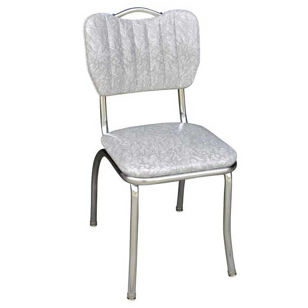american 1950s retro diner chairs R-8364,Handle back with gray pattern leather 1950s style american dinner chairs, gray leather stripe with handle american 1950s dinner chairs