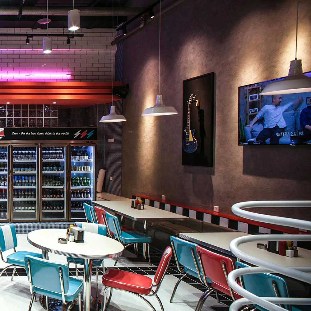 1950s style turquoise color american retro diner table and and chairs set, american diner booth seating and table set gallery