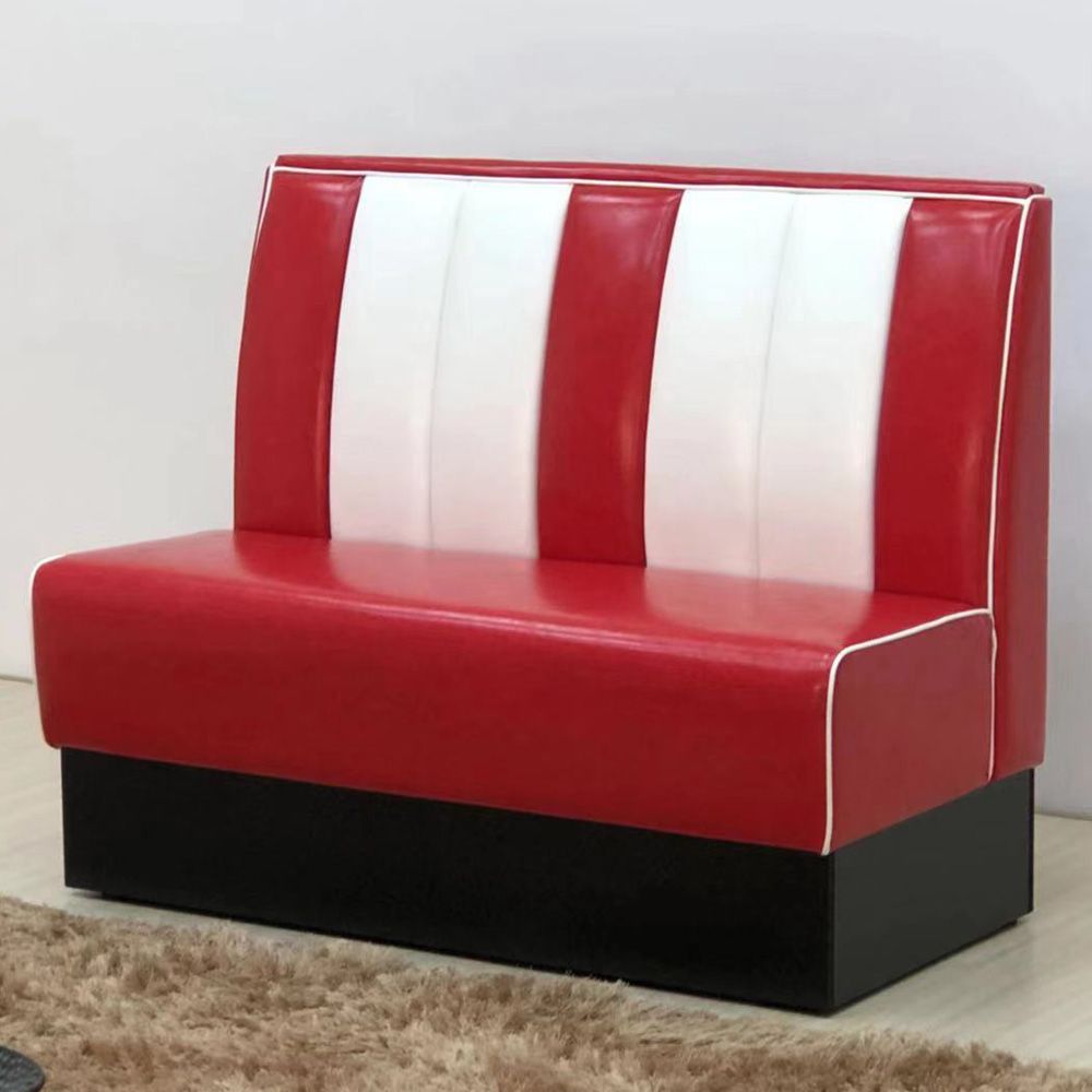 american 1950s retro diner booths R-8503,Wholesale rubby and white color retro kitchen 1950s american diner booth sofas, thick seater rubby 50s retro kitchen diner booth sofas