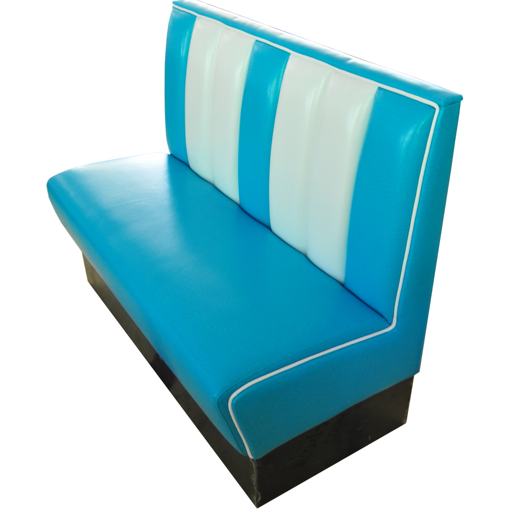 american 1950s retro diner booths R-8508,Customize glossy vinyl leather american retro kitchen booth seating, midcentury classic glossy blue 2 seating retro kitchen booth seating