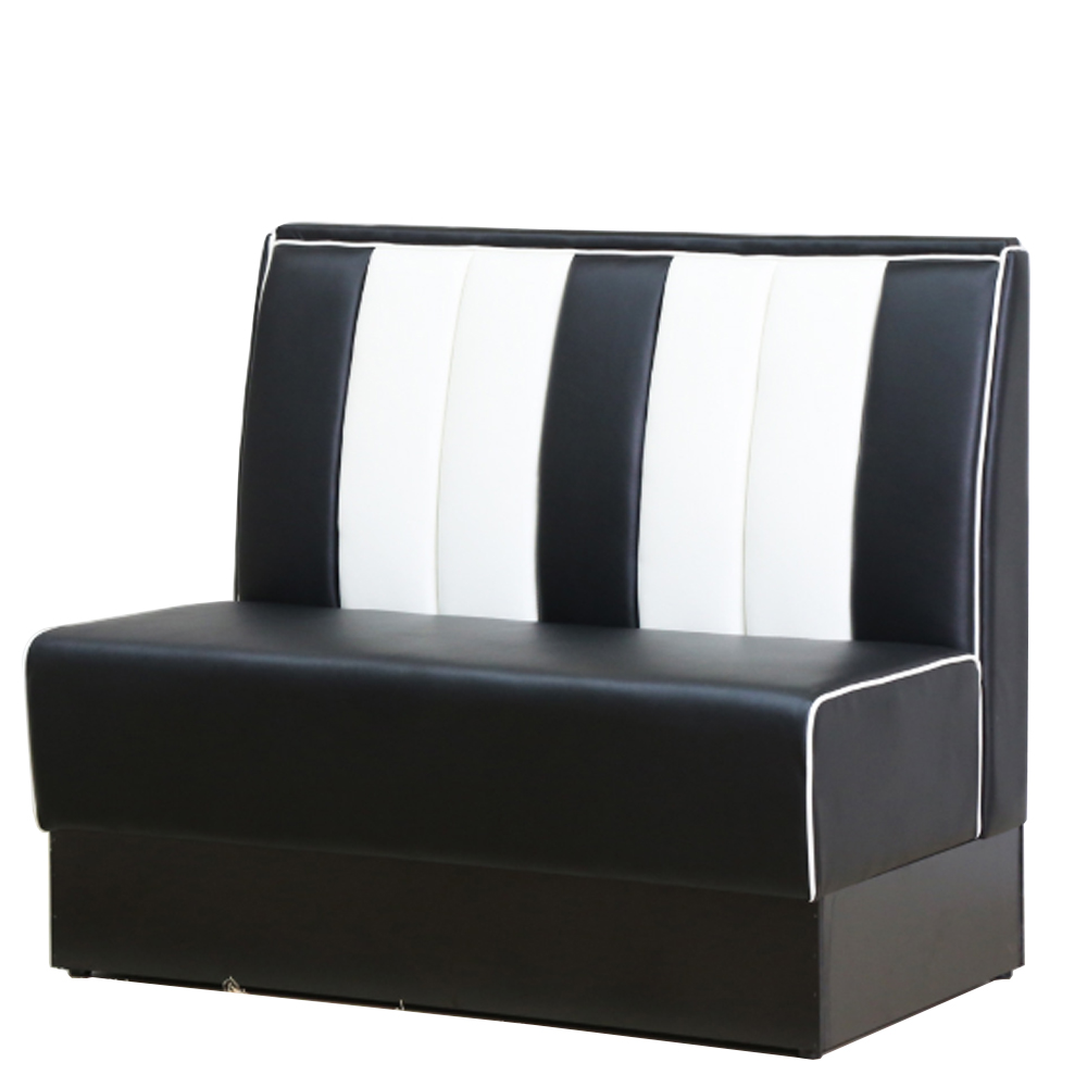 american 1950s retro diner booths R-8509,Wholesale black PU leather 2 seater 1950's retro diner booth seating, solid wood frame with plywood black colour retro diner both seating