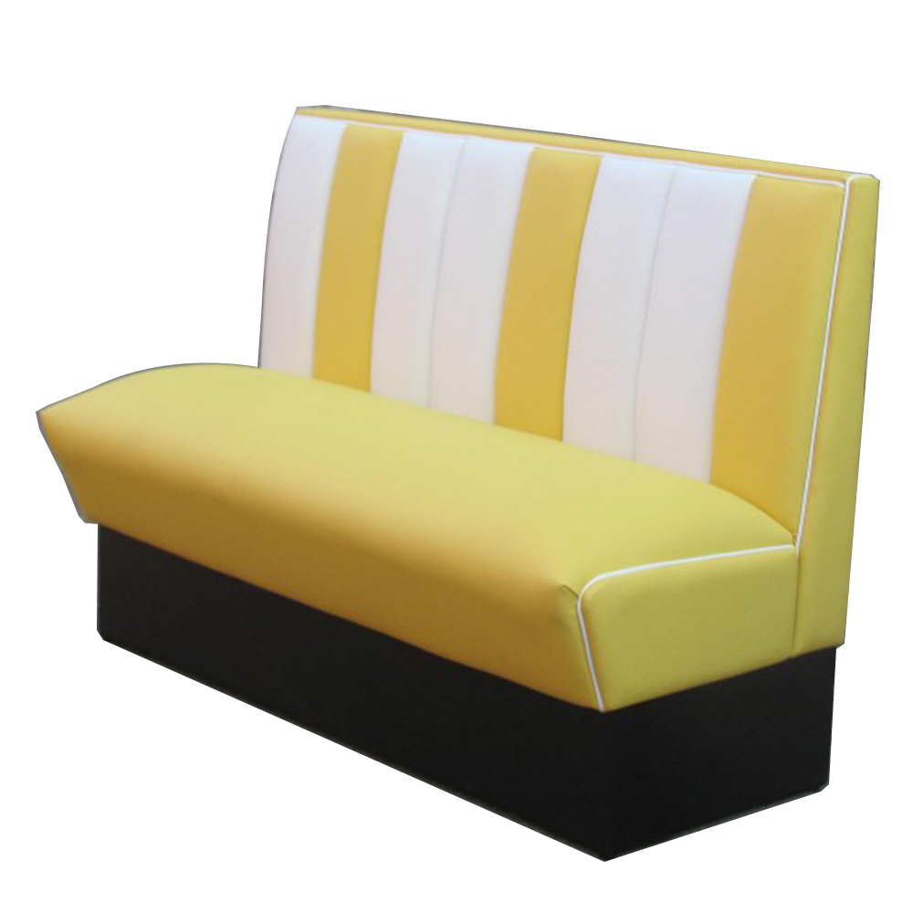 american 1950s retro diner booths R-8515,59 inch width yellow vinyl american style diner booth sofas furnture, midcentury american diner booth seating sofas for fast food room