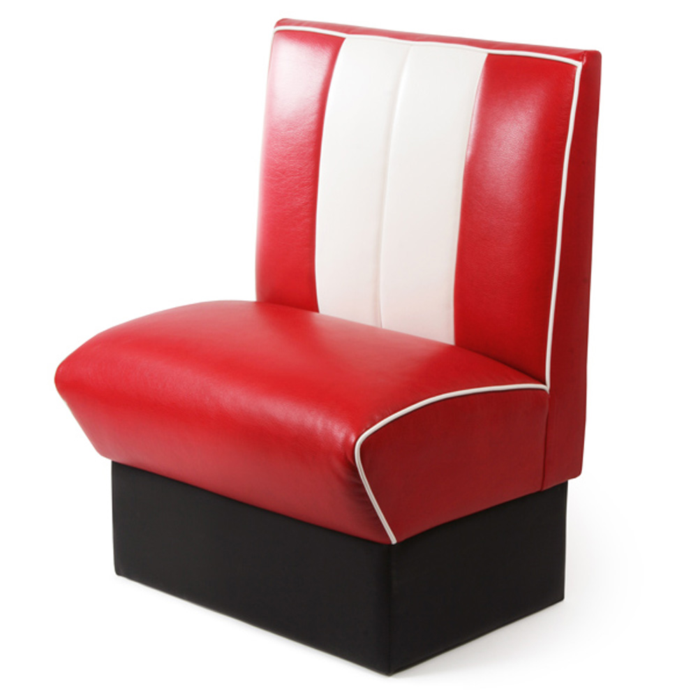 american 1950s retro diner booths R-8521,Red and white single seater american style retro diner booth seating, 24in length red colour retro american booth seating furniture