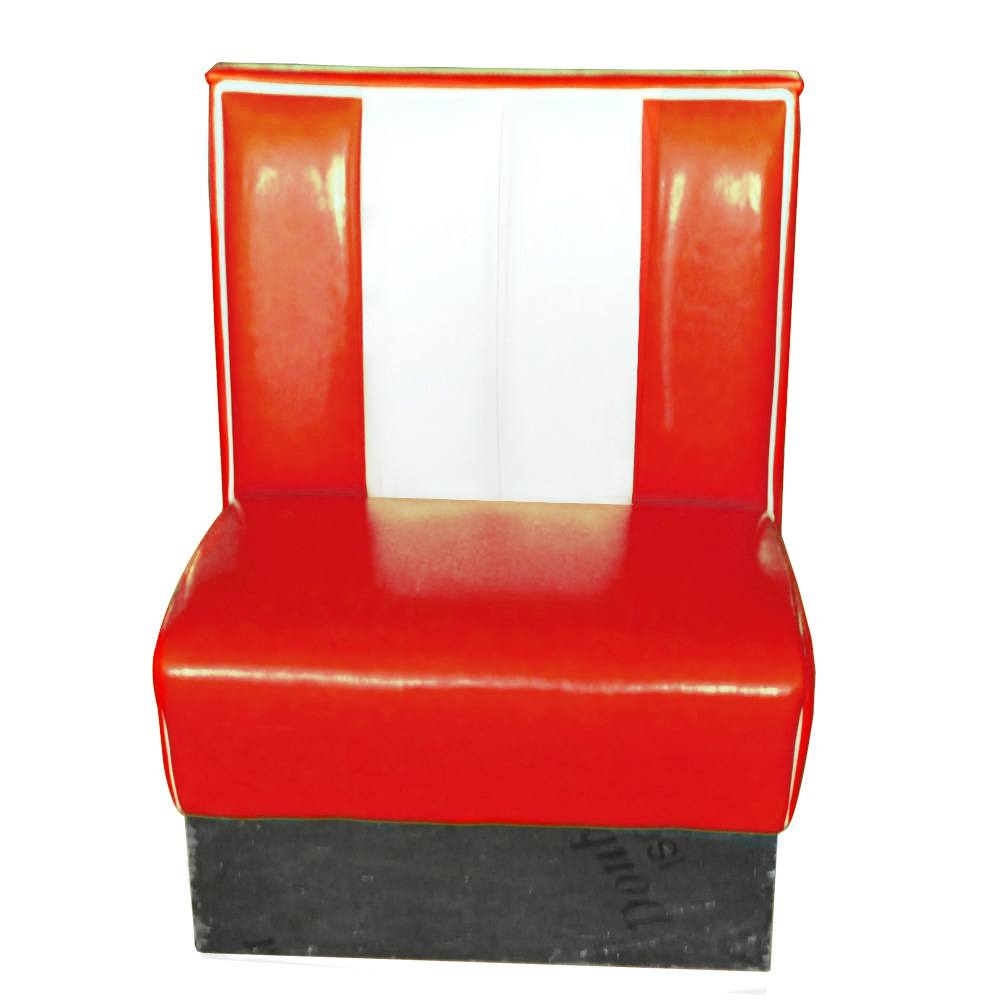 Red and white single seater american style retro diner booth seating, 24in length red colour retro american booth seating furniture, American 1950s style retro diner booth seating furniture M-8521