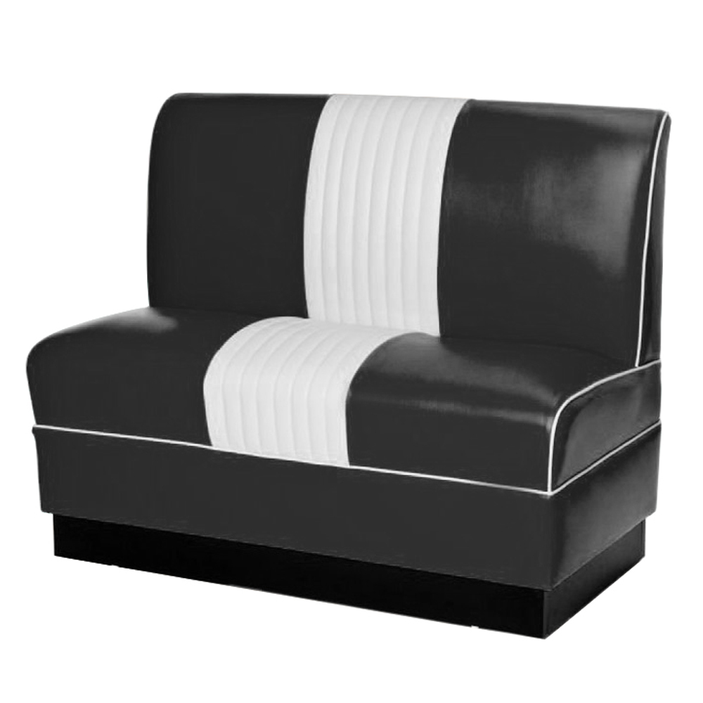 american 1950s retro diner booths R-8527,Black colour thick sponge seater 1960s retro american booth sofas, black and white 1960's american retro booth seating sofas for sale