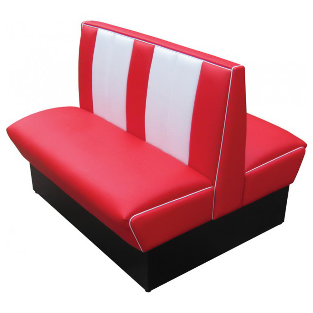 american 1950s retro diner booths R-8531,Red leather 4 seater doubleside retro dining room booth seating, red and white doubleside 50s style retro dining booth sofa seating