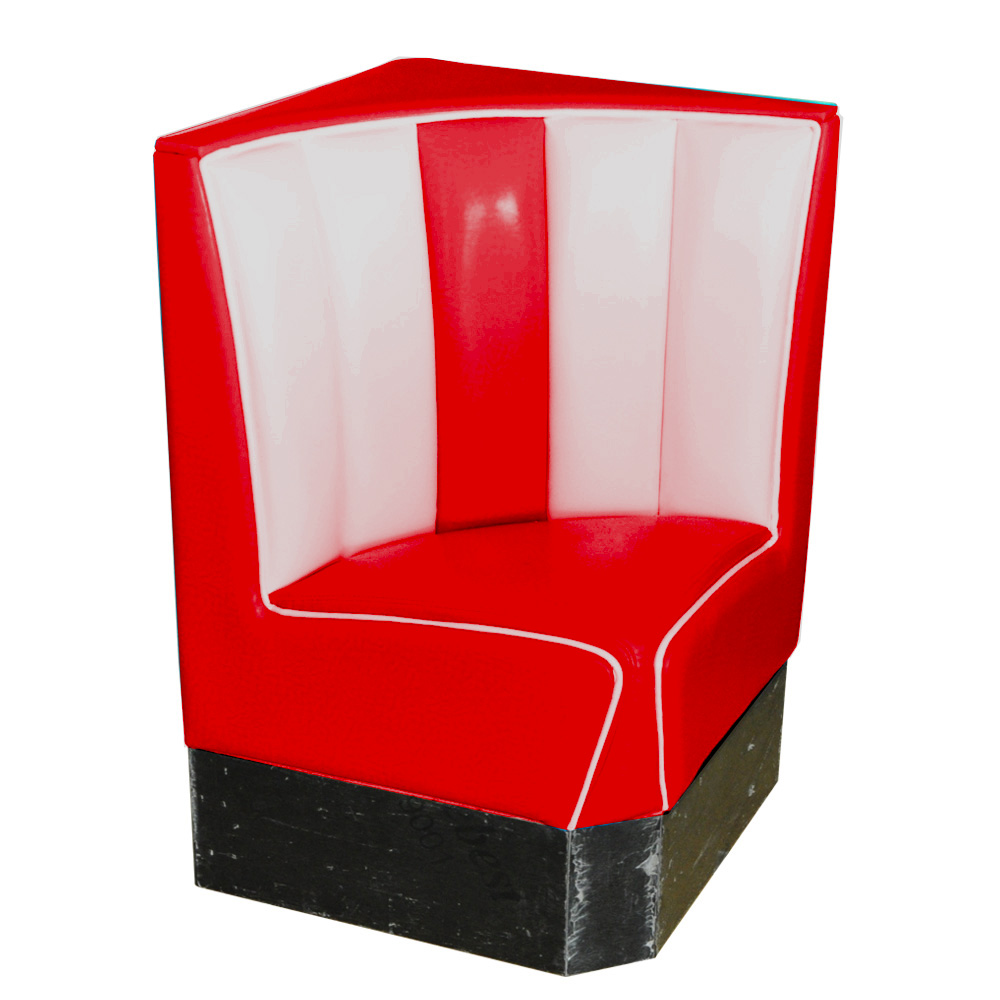 american 1950s retro diner booths R-8557,Custmoize red single seat corner fast food room retro booth couches, 23.5in size retro american fast food corner booth couches furniture