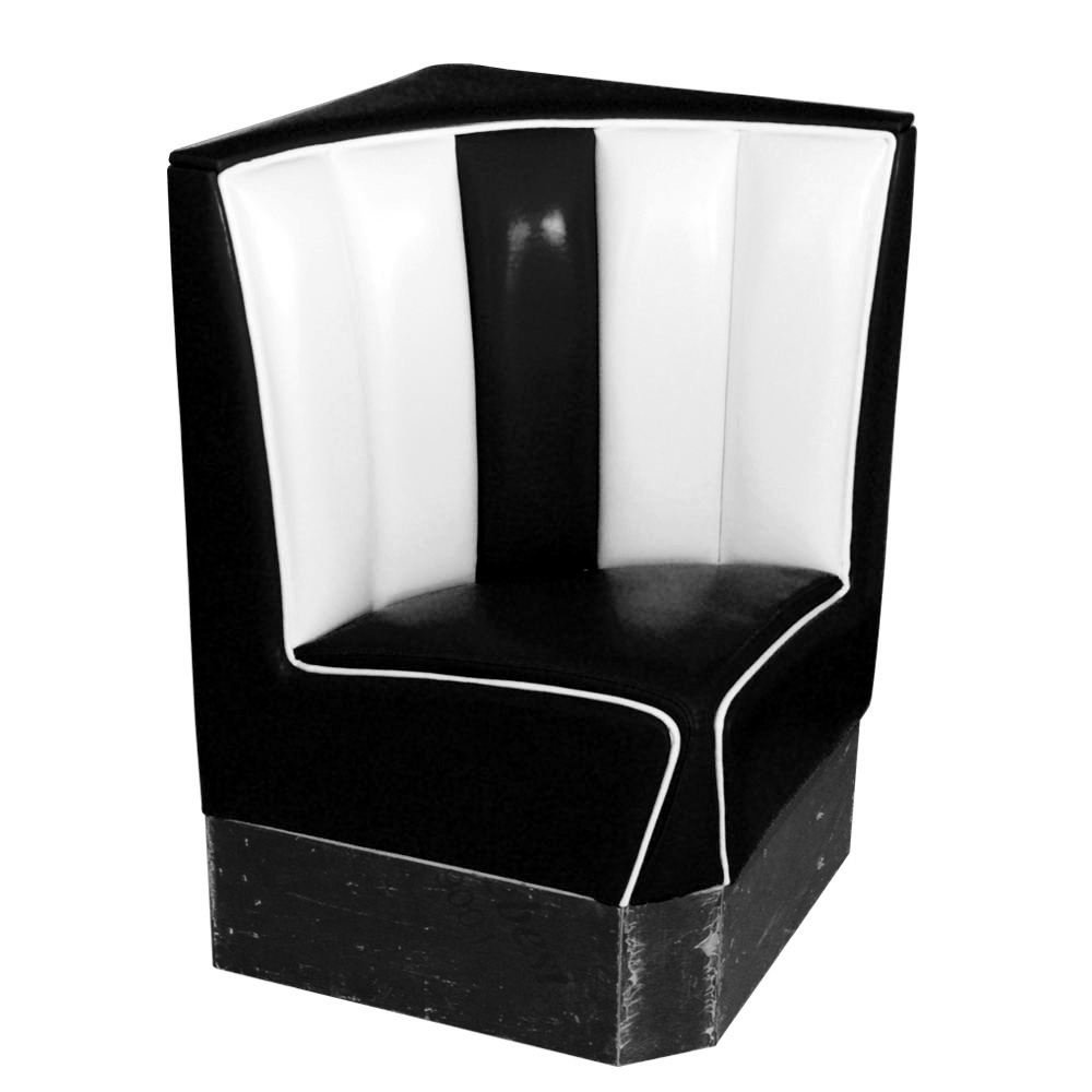 american 1950s retro diner booths R-8559,Black corner midcentury 23.5 inch dining room booths, for corner 1950s style restaurant black and white  single dining booths furniture