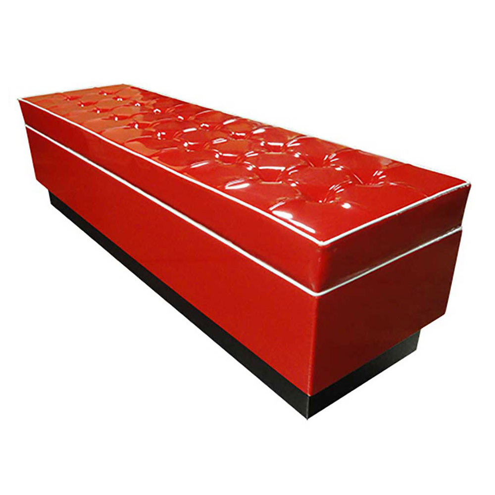 american 1950s retro diner booths R-8576,Glossy red American style retro 50s diner bench couches, with storage parts red midcentury soft retro diner booth benches
