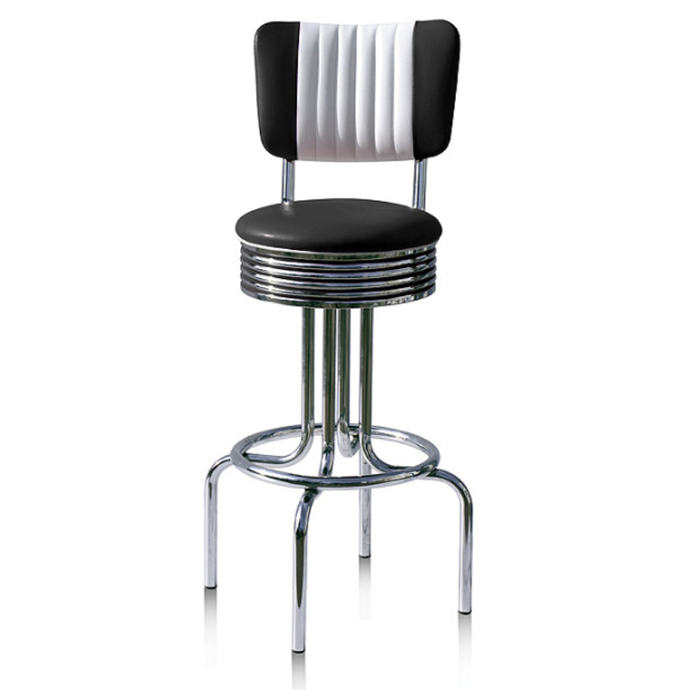 american 1950s retro diner stools R-8806,Classical black/red color vinyl #304 steel stripe back round 50s restaurant bar chairs, stainless steel thin seater restaurant american 50s bar chairs