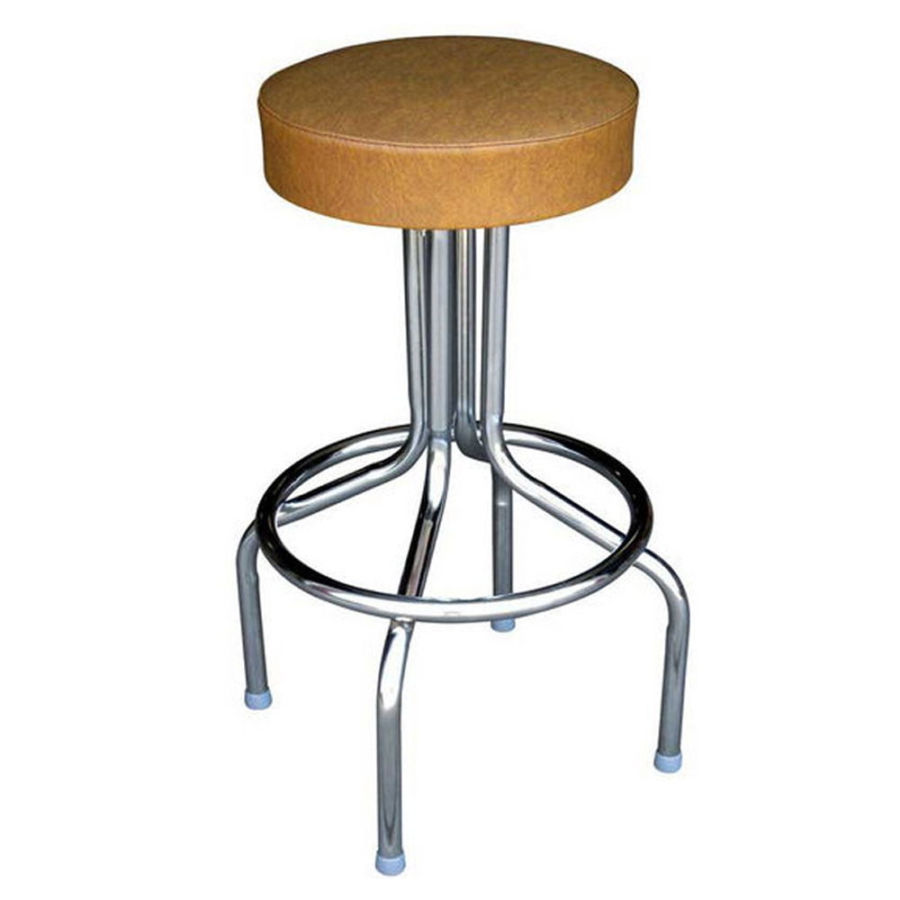 american 1950s retro diner stools R-8831,Midcentury dinette brown PVC round short retro bar stools, steel frame with round brown seat 21.5inch height retro 50s bar stools chairs