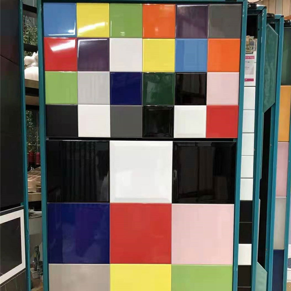 Colourful diner wall ceramic small tile, 15*15/20*20cm square wall ceramic tile decor for kitchen and diner, classic 1950s retro diner wall ceramic tile R-89213