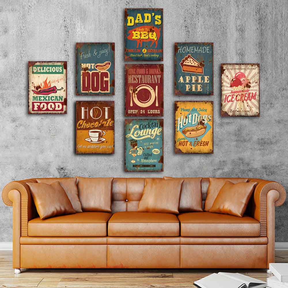 American retro diner coffee mural photos, retro 1950s diner classic MDF coffee and drink wall painting decoration,classic 1950s retro diner decor design R-89071