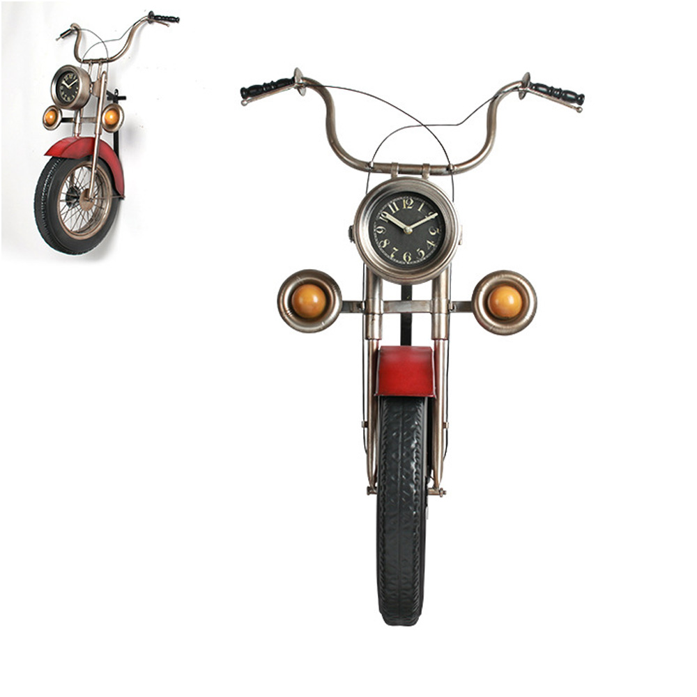 Iron 1950s diner motorcycle wall decor design, 50's dinette with clock retro pandent motor decoration design , classic 1950s retro diner decor design R-89132