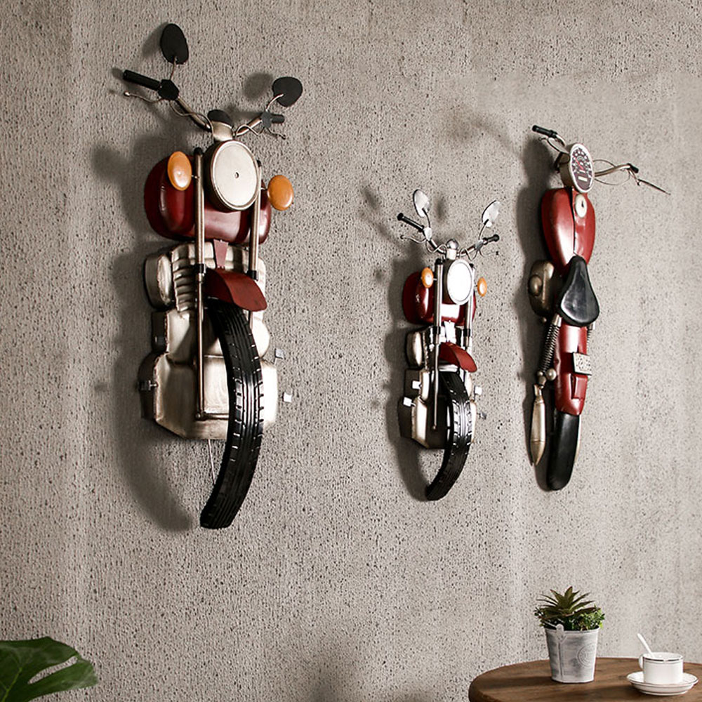 Iron 1950s diner motorcycle wall decor design, 50's dinette with clock retro pandent motor decoration design , classic 1950s retro diner decor design R-89133