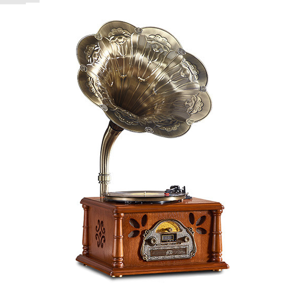 Retro diner vinyl records player/CD player, retro copper speaker vinyl records player/CD player for diner, classic 1950s retro diner vinyl records player R-89181