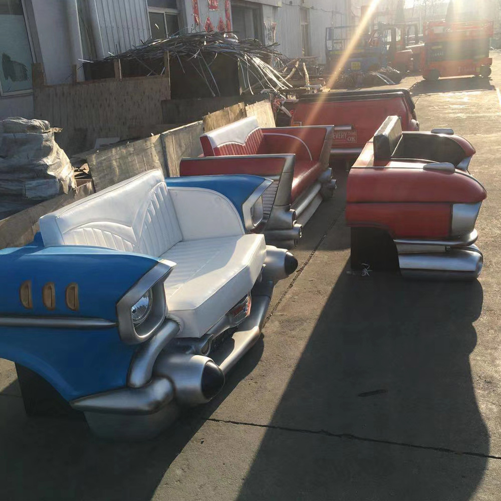 High quality American 1950s diner iron chevrolet front car sofas seating R8963,retro restaurant iron chevrolet front car sofas, American style classic 1950s retro car seat couch sofas furniture R-8963
