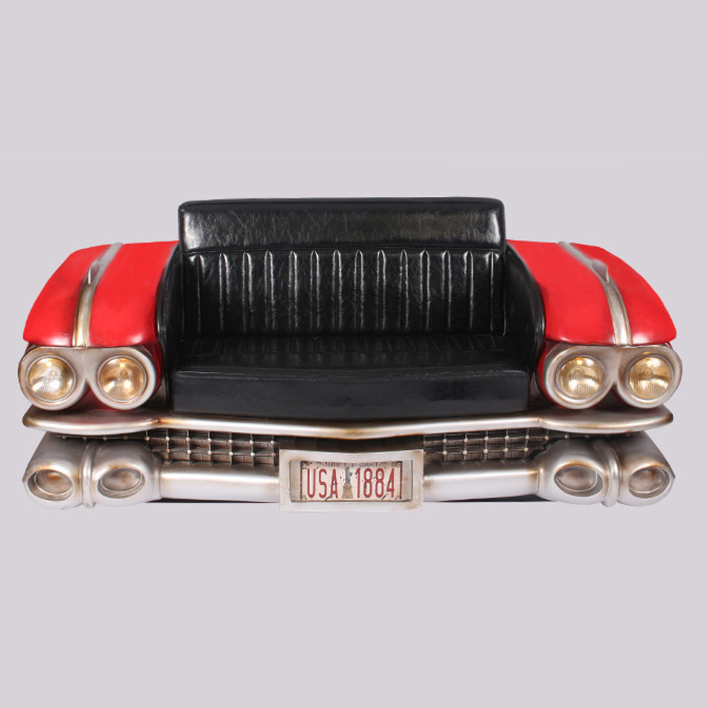 High quality American retro diner iron cadillac front car sofas seating R8962, red painting 1950's dining room retro cadillac front car sofas, American style classic 1950s retro car seat couch sofas furniture R-8962