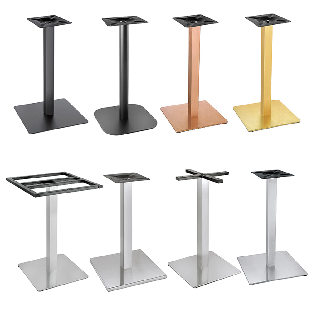 Wholesale 304 stainless steel square base with round pillar retro diner table legs R8990, size 40*40cm square base steel retro diner table legs,American 1950s retro formica diner table legs R-8990