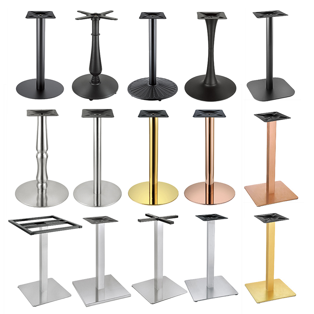 High quality cross base with square pillar iron midcentury table legs R-8987, iron black 1950's retro diner cross base table legs,American 1950s retro formica diner table legs R-8987